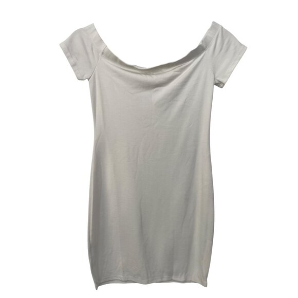 Jireh Clothing Off The Shoulder Tunic Bodycon Dress Size Medium White Minimalist - Picture 2 of 6